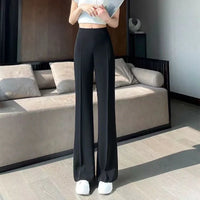 Black Straight Leg Tailoring White Office Female Pants High Waist Khaki Work Trousers for Women Clothes Summer Slacks Classic G