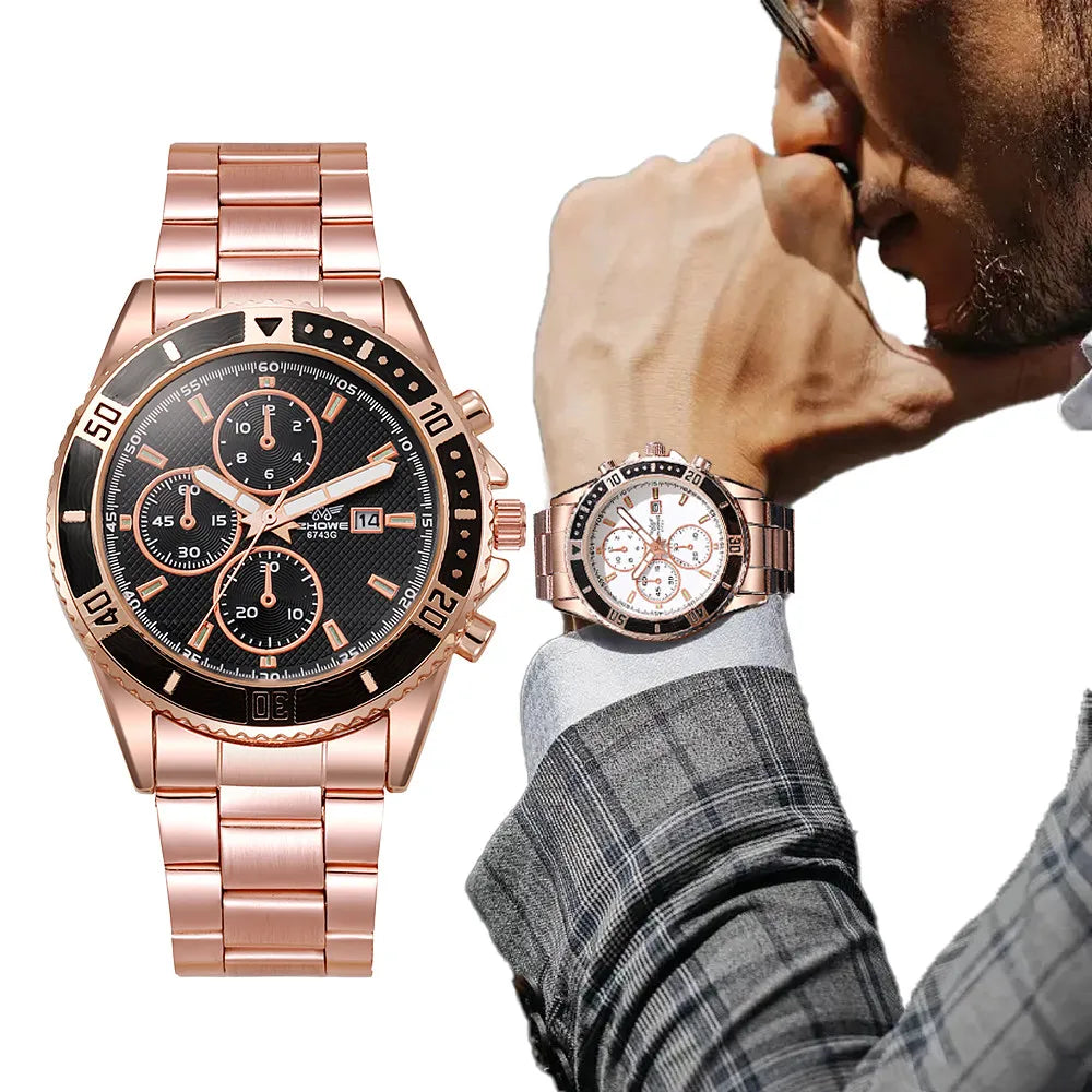 Luxury Men's Big Dial Brand Watch 2023 New Male Luminous Calendar Quartz Watches Business Stainless Steel Clock Wristwatches