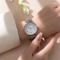 Women's Fashion Simple Digital Design Quartz Watch Casual Stainless Steel Stretch Buckleless Strap Ladies Clock Dress Watches