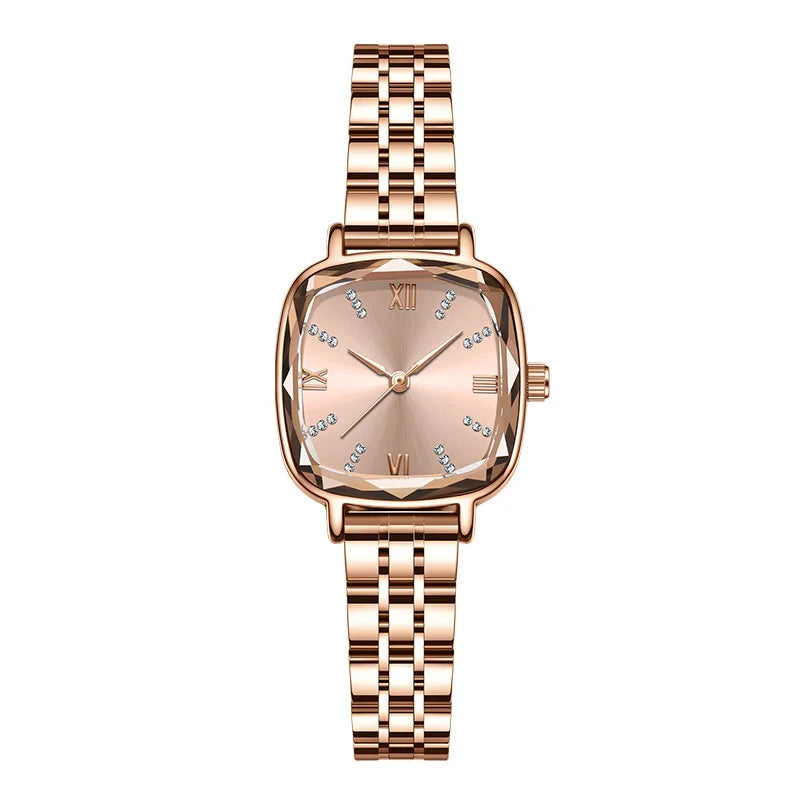 UTHAI V1 Women's Fashion Square Quartz Watch Water Diamond Multi faceted Mirror Face Female's Simple Trendy Versatile Wristwatch