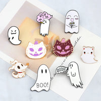 Halloween Party Enamel Brooches for Women Men Cute Ghost Pins Badges Cartoon Spooky Pet Clothes Pin Kids Backpacks Jewelry Gifts