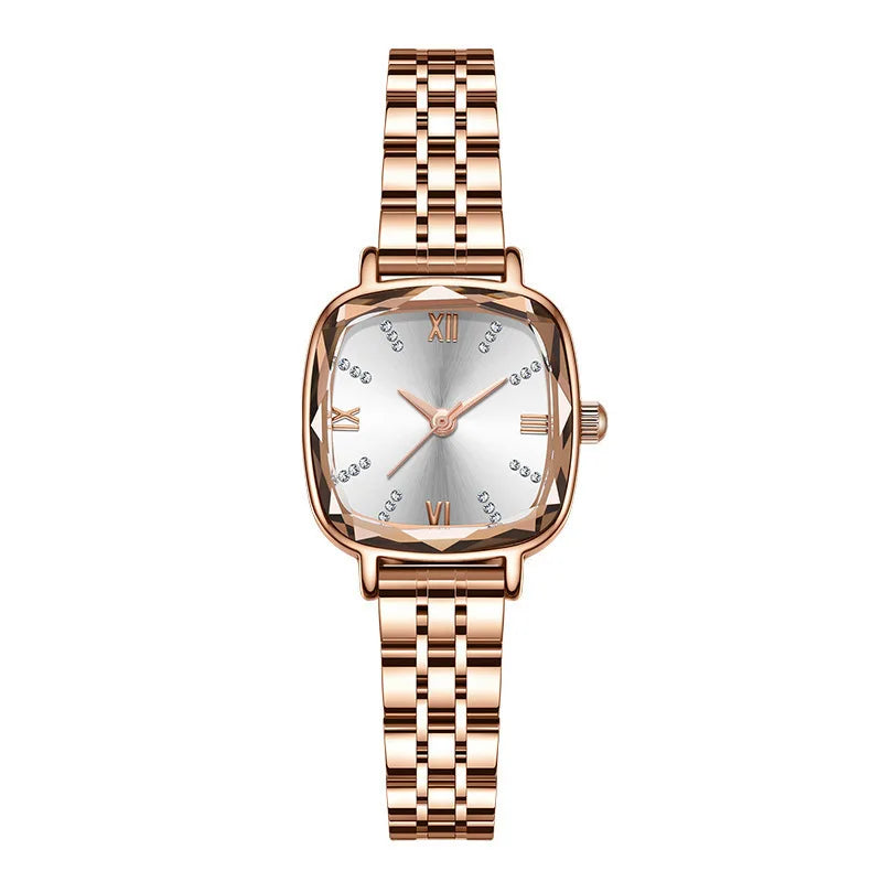 UTHAI V1 Women's Fashion Square Quartz Watch Water Diamond Multi faceted Mirror Face Female's Simple Trendy Versatile Wristwatch