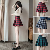 High-Waist Plaid Pleated Mini Skirt -  A-Line Skirt for Women