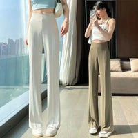 Black Straight Leg Tailoring White Office Female Pants High Waist Khaki Work Trousers for Women Clothes Summer Slacks Classic G