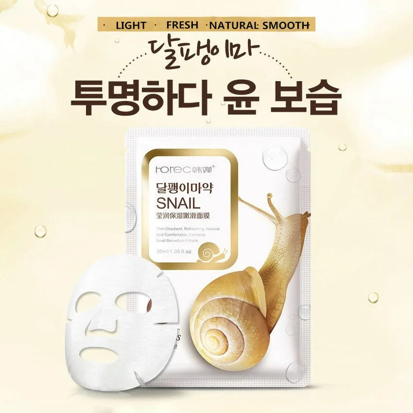 BIOAQUA Snail Face Mask Moisturizing Facial Mask Replenishment Oil Control Acne Tender Black Sheet Wrapped Peel Mask Skin Care