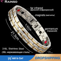 Rainso Healing Magnetic Bracelet Men/Women 316L Stainless Steel 4in1 Health Care Elements FIR Germanium Bangles Hand Chain Gifts