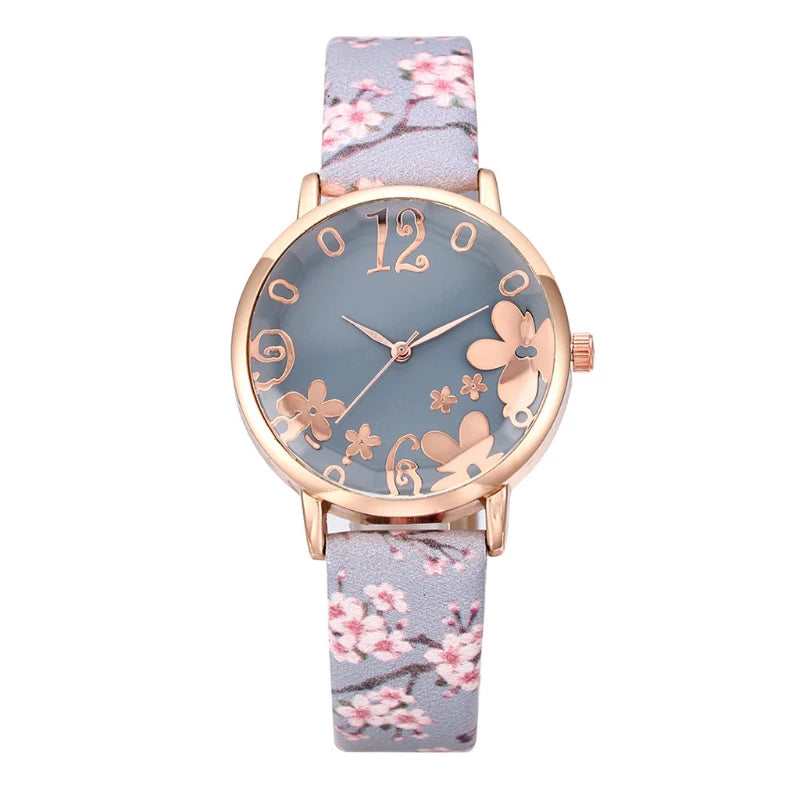 Colorful Flowers Women's Watches Printed Belt Quartz Wristwatches for Girls Ladies Watches Casual Clock Gift Relogios Feminino