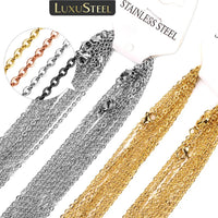 LUXUSTEEL 10Pcs/Lot Stainless Steel Chains 2mm/1mm O Shape Rolo Link Cuban Long Necklace For Women Pendant DIY Jewelry Wholesale