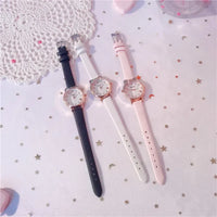 2023 Ins Fashion Women's Watch Cute Heart Female Student Quartz Watches Leather Strap Star Moon Bracelet+Watch Set Gift Relojes