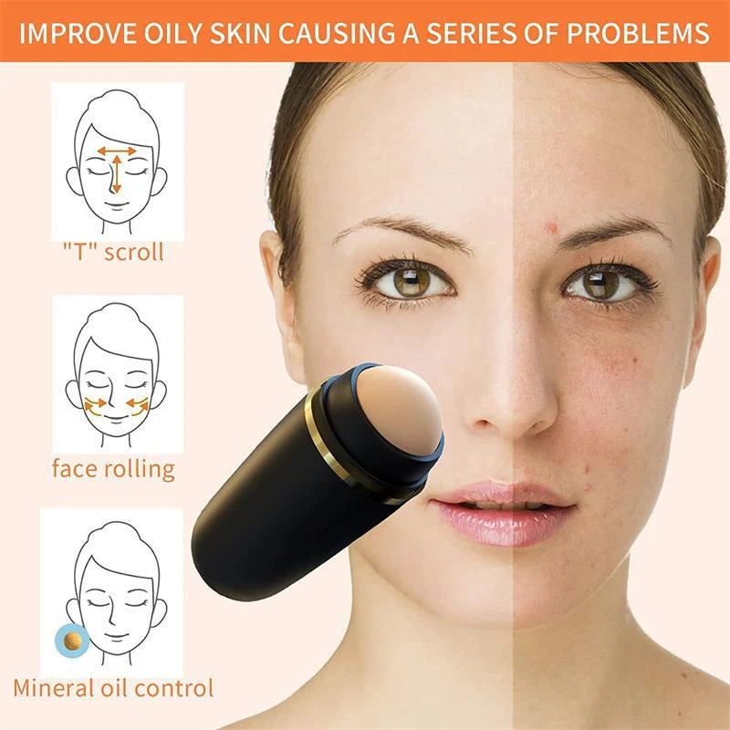 Face Oil Absorbing Roller Natural Volcanic Rolling Stick Ball Facial Massage Body Stick Pores Cleaning Roller Face Skin CareTool