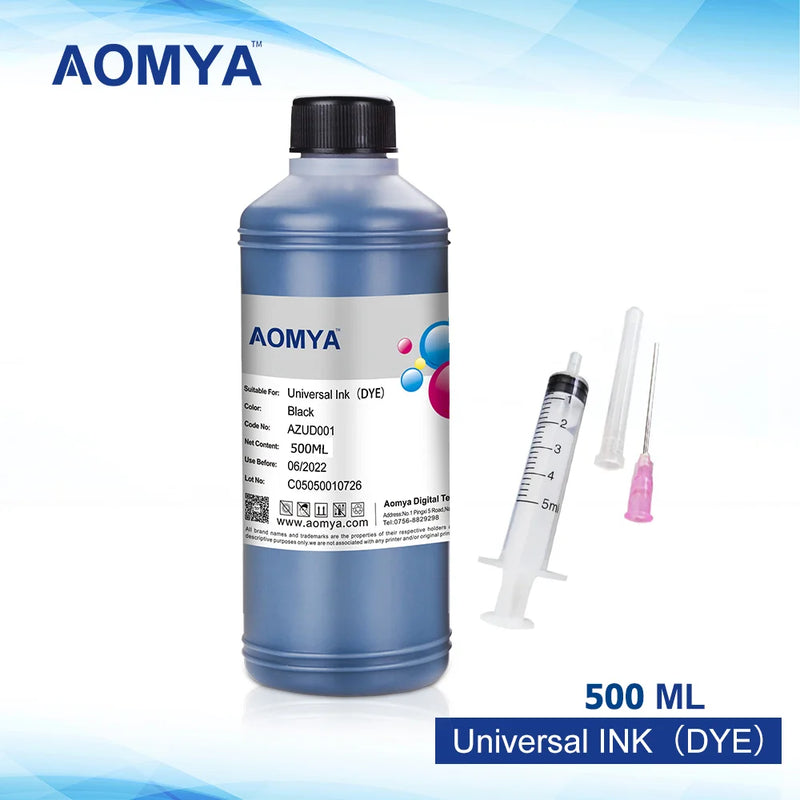 Aomya 500ML Universal Black Refill Dye Based Ink kit compatible for HP Epson Canon Brother Lexmark Samsung Dell Printers, CISS - Big ben-Boutique