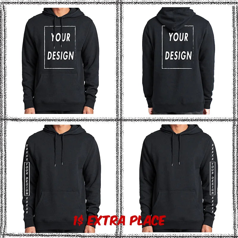 Custom Hoodies Add Your Text Sweatshirt Customized Long Sleeve High Quality Heavy Weight Soft Fleece Tops Hoody