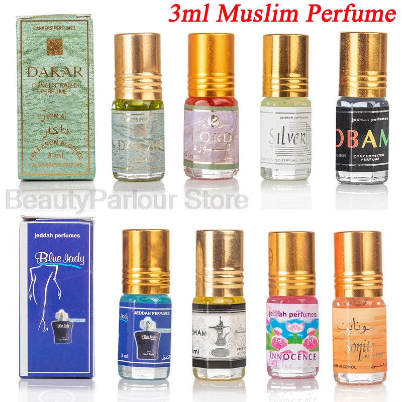 New 3ML Muslim Roll On Essential Oil Perfume Floral Notes Lasting Fragrance Women Men Alcohol Free Perfumes Body Deodorization