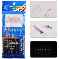 120PCS=20Packs Sea fishing live bait rigs Luminous Beads String hook Real Fish Skin Mackerel Sea Saltwater Rig Fishing Lure