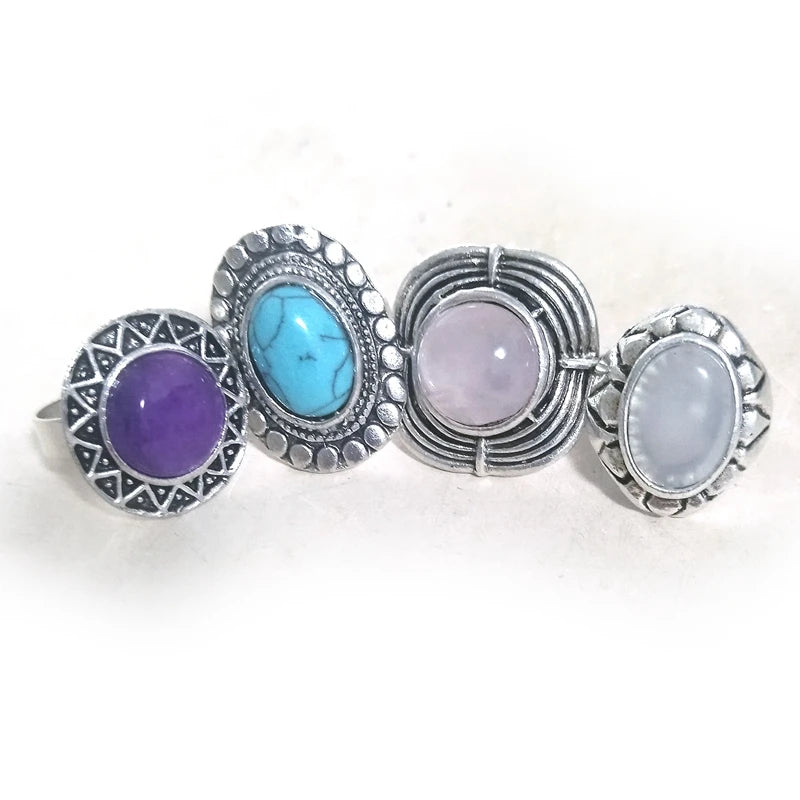 XiaoYaoTYM Vintage Adjustable Natural Stone Rings High Quality Fashion Jewelry Wholesale