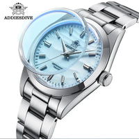 ADDIESDIVE Hot Sale Simple Men's Quartz Watch Stainless Steel 10Bar Dive Watches Bubble Mirror Pot Cover Glass AD2030 Wristwatch