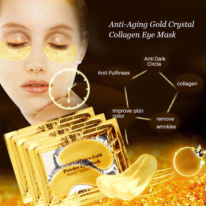 10Pairs=20pcs Crystal Collagen Gold Eye Mask Anti-Aging Dark Circles Acne Beauty  Patches For Eye Skin Care Korean Cosmetics