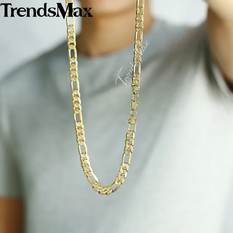 6MM Punk Men's Necklace Gold Color Figaro Link Chain for Men Women Jewelry Wholesale Dropshipping 18-32" GN18