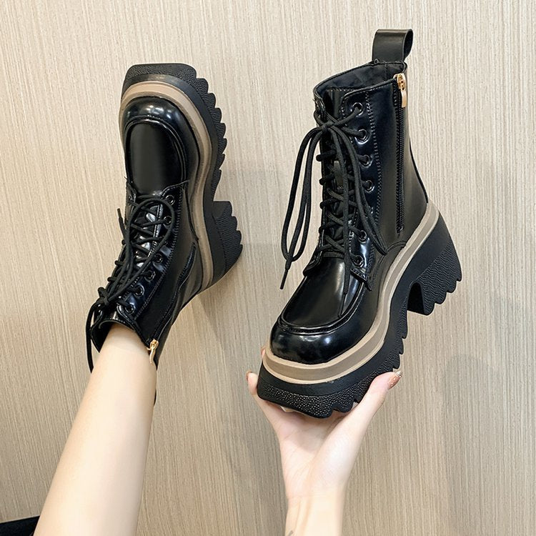 Women's Fashion Casual Soft Leather Platform Boots