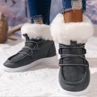 Winter Fleece Snow Boots For Women New Style Furry Casual Flat Plush Shoes Women's Warm Ankle Boots