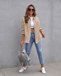 Fashion Ripped Shirt Jacket Female Autumn And Spring Casual Tops Womens Clothing