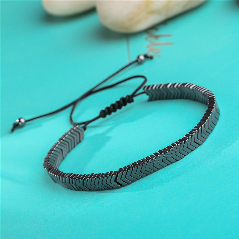 Bracelet Men's Bracelet Black Iron Stone Flying Saucer Woven Three Sets Of Bracelets Bracelet Set