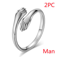 Alloy Simple Hands Hug Ring Opening Adjustable Jewelry