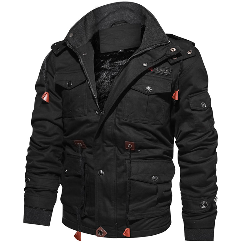 Men Winter Fleece Jacket Warm Hooded Coat Thermal Thick Outerwear Male Military Jacket