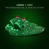 Halloween And Christmas Shoes Ins Luminous Shark Slippers Couple Men Women House Shoes Non-slip Bathroom Slippers Home