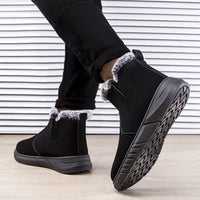 Winter Snow Boots Men V Cutout Shoes With Plush Ankle Boots