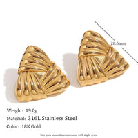 18K Gold Triangular Stud Earrings Ins Fashion Niche Style Retro Earrings For Women Jewelry