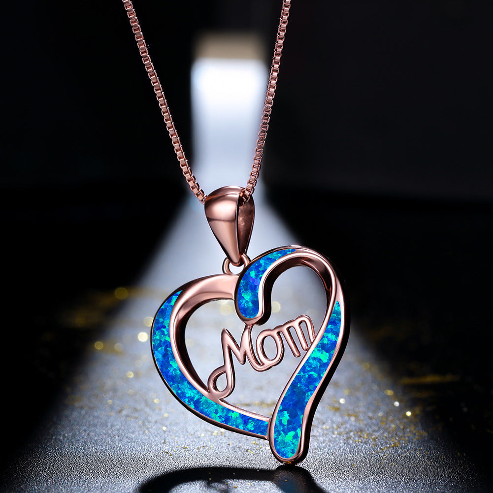 Love-shaped MOM Letter Pendant Necklace Mother's Day Gift Jewelry