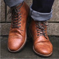 Men's Shoes With Front Lace Round Toe Motorcycle Boots