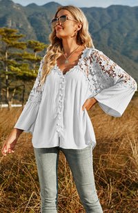 Women's Solid Deep V Pullover Chiffon Blouse