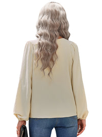 Women's casual loose round neck solid color pullover shirt