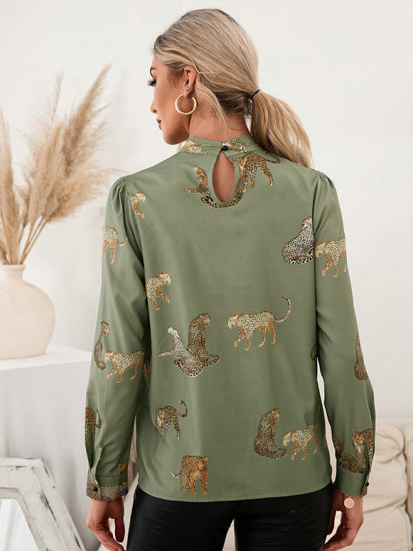 Leopard Print Shirt Long Sleeve Pullover Shirt