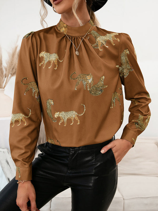 Leopard Print Shirt Long Sleeve Pullover Shirt