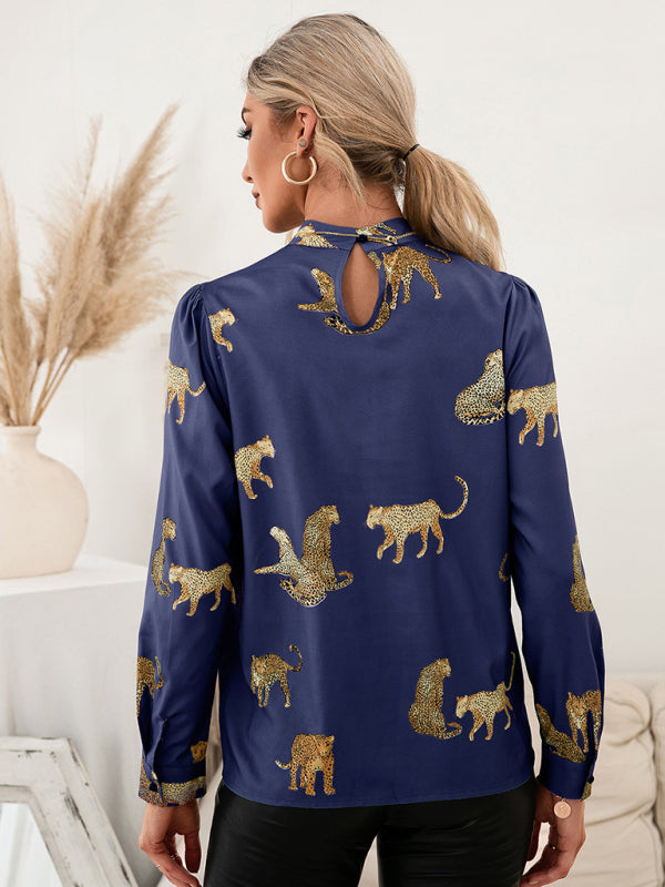 Leopard Print Shirt Long Sleeve Pullover Shirt