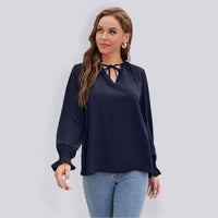 Long-sleeved tops new V-neck casual loose chiffon tops for women - Big ben-Boutique