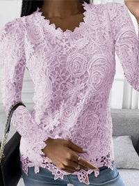 New casual lace simple and elegant long-sleeved top