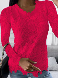 New casual lace simple and elegant long-sleeved top