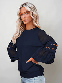 Fashionable long-sleeved round neck pullover top temperament all-match lantern sleeve T-shirt - Big ben-Boutique