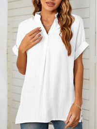 Women's V-neck short-sleeved striped thin loose check shirt