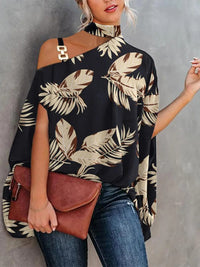 Halter Neck Dolman Sleeve Print Shirt Ladies Shirt Women's Clothing