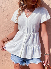 Summer new European and American fashion top casual simple white shirt