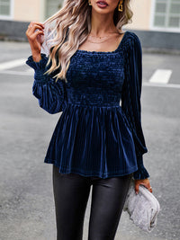 New temperament commuter long-sleeved velvet shirt top