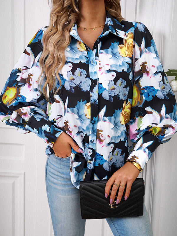 Ladies Printed Casual Vacation Loose Shirt Top - Big ben-Boutique