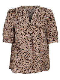 New puff sleeve pullover leopard print shirt